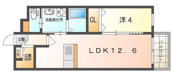 クラール寺方元町(1LDK/1階)の間取り写真