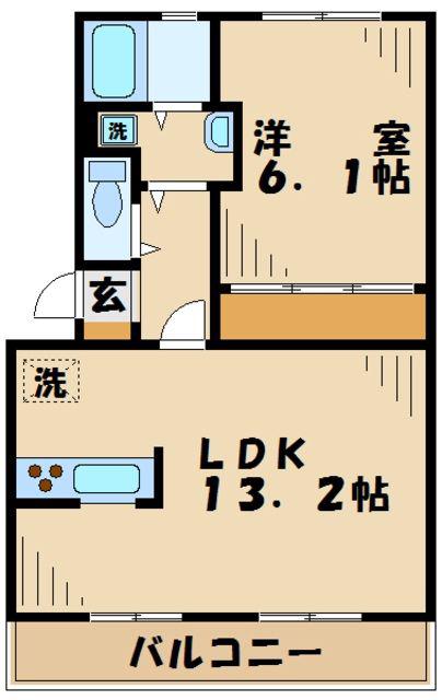 サニーハイツ土方(1LDK/3階)の間取り写真