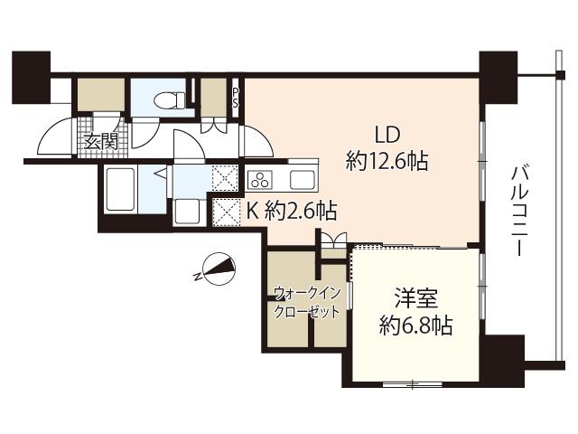 ソシオ大手町 T-SQUARE(1LDK/3階)の間取り写真
