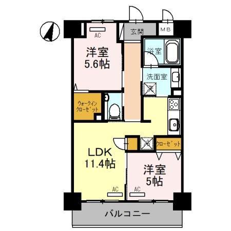 ソレイユ上落合(2LDK/2階)の間取り写真