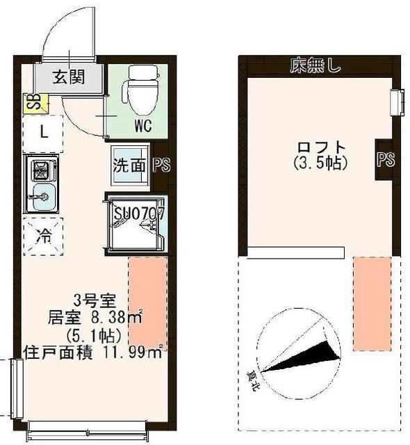 LIFESTAGE HIRAI(ワンルーム/1階)の間取り写真