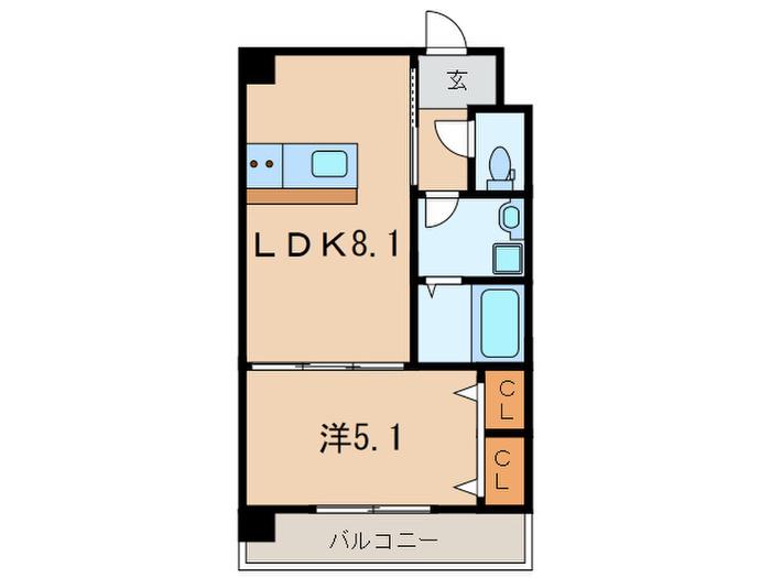 グランメール岡本(1LDK/4階)の間取り写真