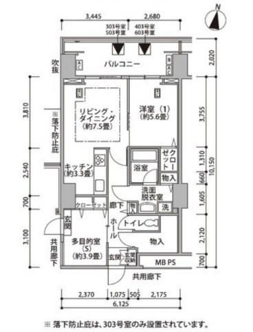 東雲キャナルコートCODAN17号棟(1SLDK/4階)の間取り写真
