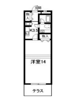 グランブルー(1K/1階)の間取り写真