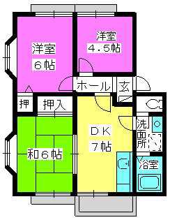 サンライズ三苫(3DK/2階)の間取り写真