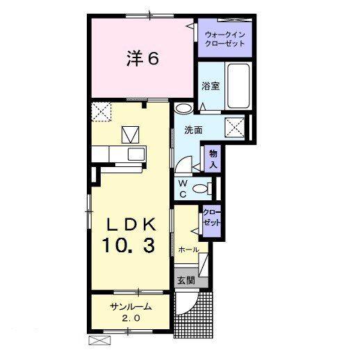 ファミーユ アルブル A(1LDK/1階)の間取り写真