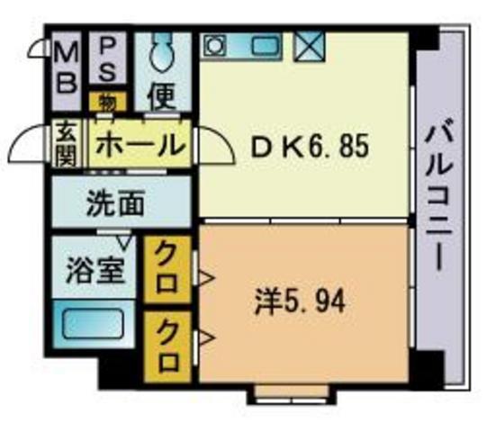 アムソピーラ祇園(1DK/2階)の間取り写真