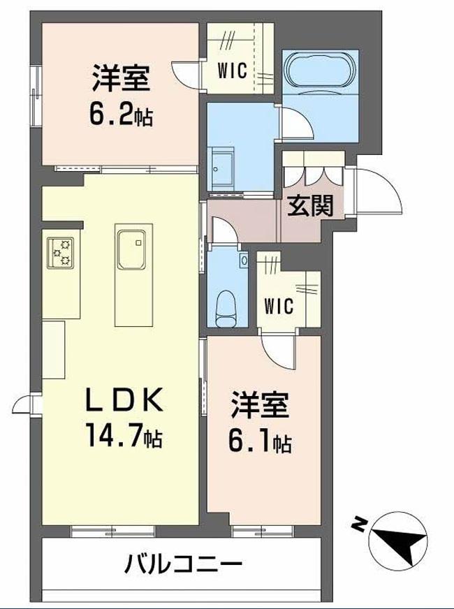 CASA ニックスV(2LDK/3階)の間取り写真