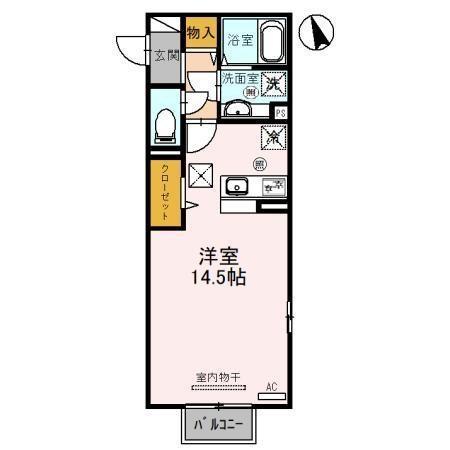 MODISHII(ワンルーム/1階)の間取り写真