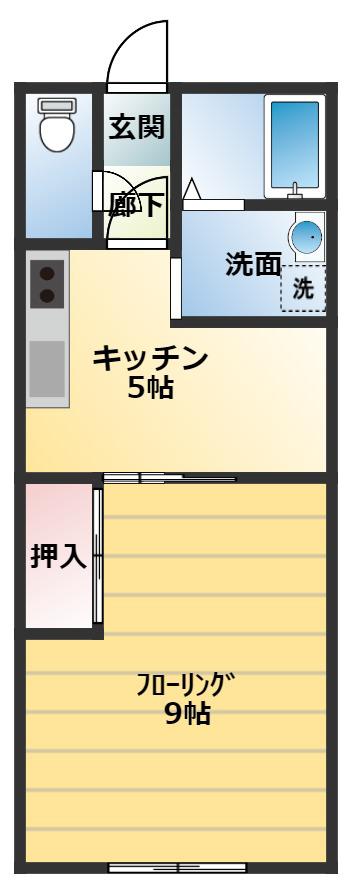 エイペックスII(1DK/1階)の間取り写真