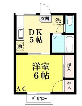 サンハイツ(1DK/1階)の間取り写真