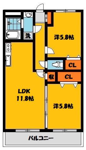 Y&M REGARO Ⅰ(2LDK/3階)の間取り写真
