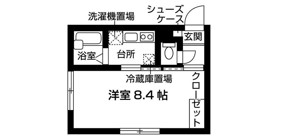 アカデミーヒル若松(1K/2階)の間取り写真