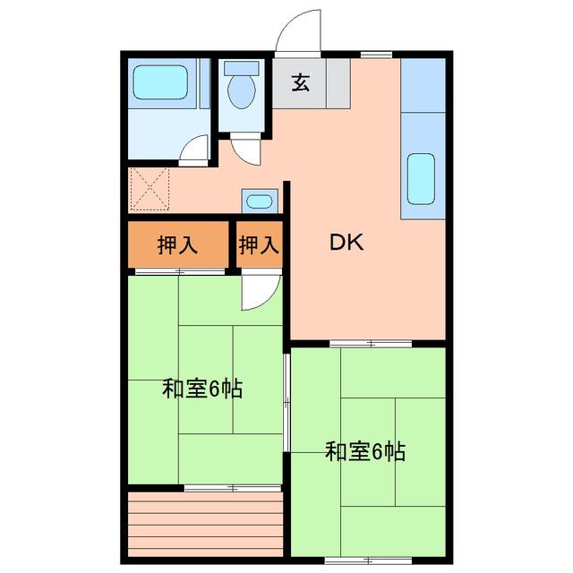 第一大友ハイツ(2DK/2階)の間取り写真