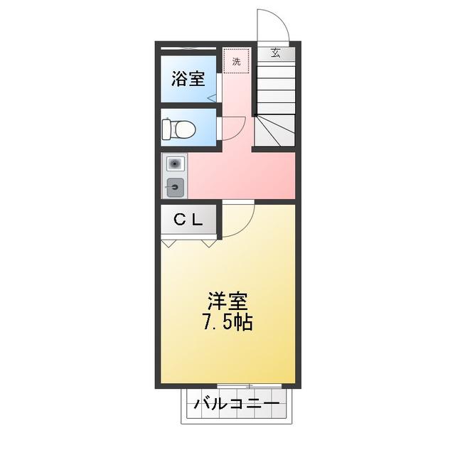 ホワイトリバー101(1K/2階)の間取り写真