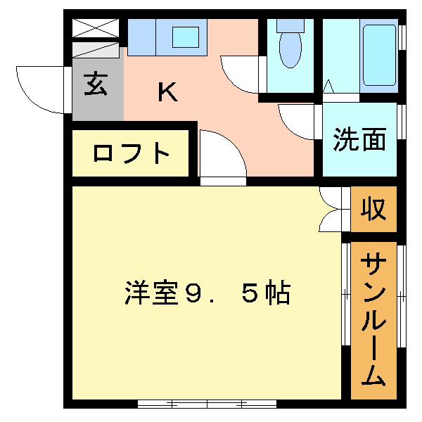 コーポYMII(1K/2階)の間取り写真