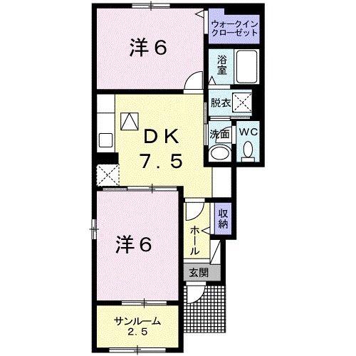 ストロベリーI(2DK/1階)の間取り写真