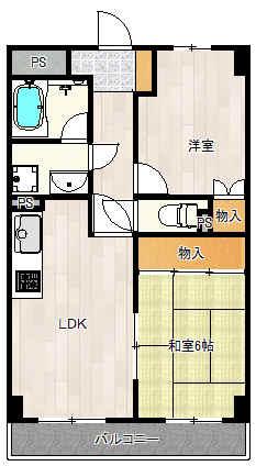 レクシア泉尾(2LDK/2階)の間取り写真