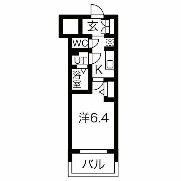 メイクス鶴舞II(1K/5階)の間取り写真