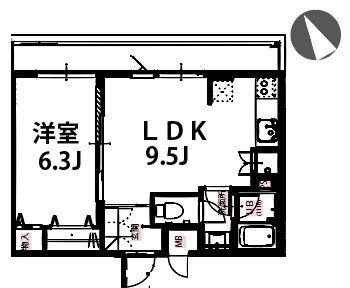 オクドテラス(1LDK/3階)の間取り写真