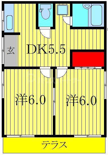 流山市野々下平屋(2DK/1階)の間取り写真