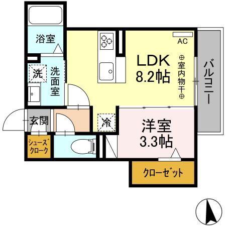 リルビドソニック(1LDK/2階)の間取り写真