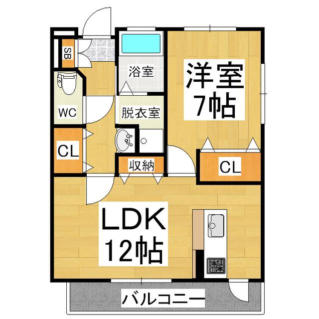 メゾンヴェルジェ(1LDK/3階)の間取り写真