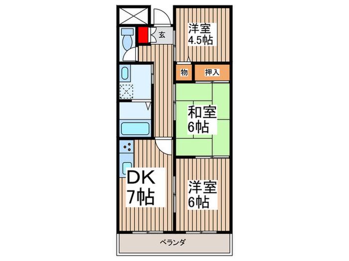 ヒルグレイス武蔵野(3DK/1階)の間取り写真