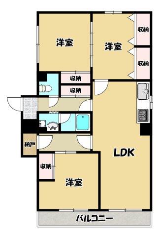 戎フルール谷九(3SLDK/8階)の間取り写真