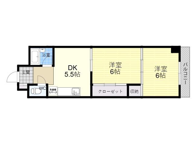 マンション津村(2DK/2階)の間取り写真