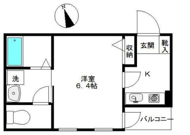 Uコーポ(1K/2階)の間取り写真