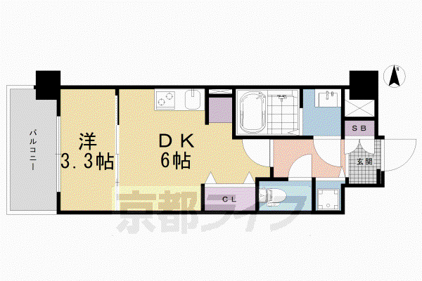 THE GARNET MILLENNIUM KYOTO九条烏丸(1DK/4階)の間取り写真