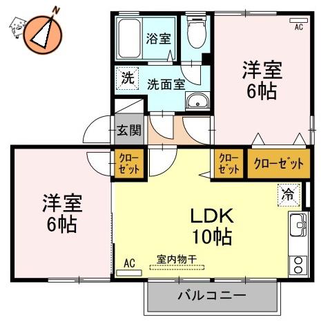 サニークレスト(2LDK/1階)の間取り写真