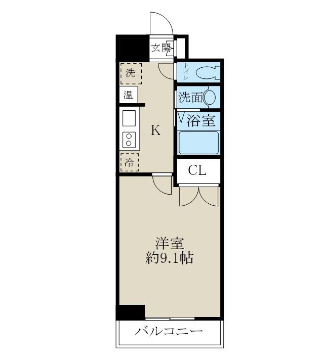 グレイスハイツ東中通(1K/2階)の間取り写真