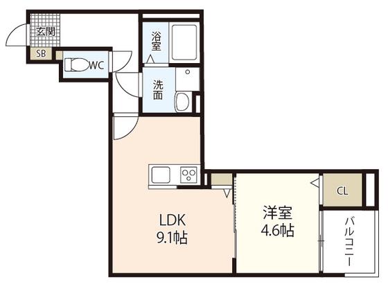 ANMUT 廿日市(1LDK/1階)の間取り写真