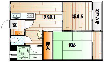 第12小倉三萩野IR BLD(2DK/5階)の間取り写真