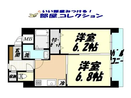 FORTUNATE砂津(2K/5階)の間取り写真