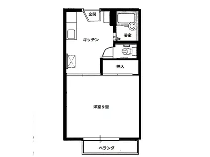 ローゼンクランツI(1DK/2階)の間取り写真