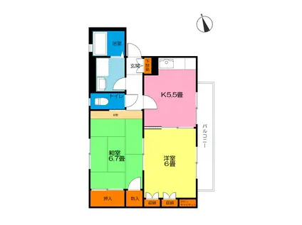 ベルメゾンA(2K/2階)の間取り写真