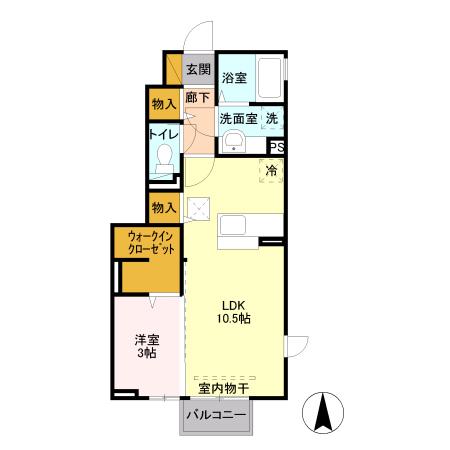 セーフハウス(1LDK/1階)の間取り写真