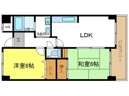 ラシーヌK(2LDK/8階)の間取り写真
