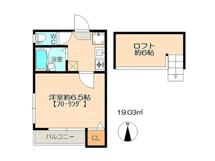 エレガンテ竹下(1K/2階)の間取り写真