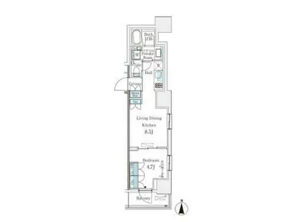 パークキューブ大井町レジデンス(1LDK/12階)の間取り写真