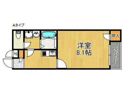 レオネクストひまわり(1K/1階)の間取り写真