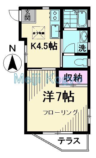 大岡山マンション(1K/1階)の間取り写真
