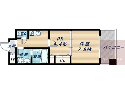 レフィーナカルム江坂(1DK/7階)の間取り写真
