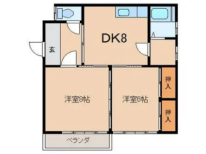 レジデンス中島(2DK/2階)の間取り写真