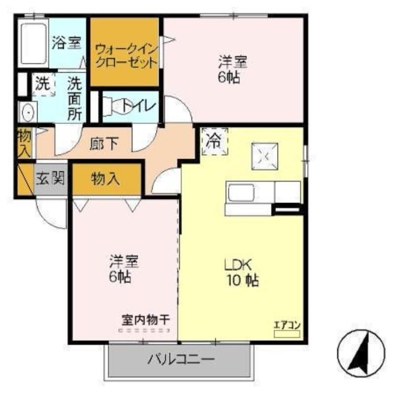 ロイヤルスクエア B(2LDK/1階)の間取り写真