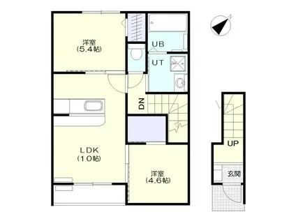 アピュアシルティB(2LDK/2階)の間取り写真