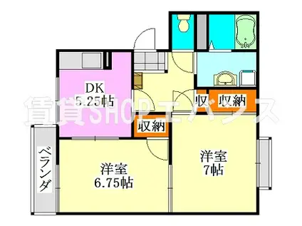 フレグランス津田沼B棟(2DK/1階)の間取り写真